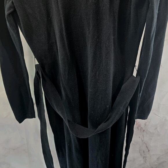 & Other Stories Dress Womens Small 4 6 Black Midi Maxi Long Sweater V Bow Wool - Picture 10 of 16